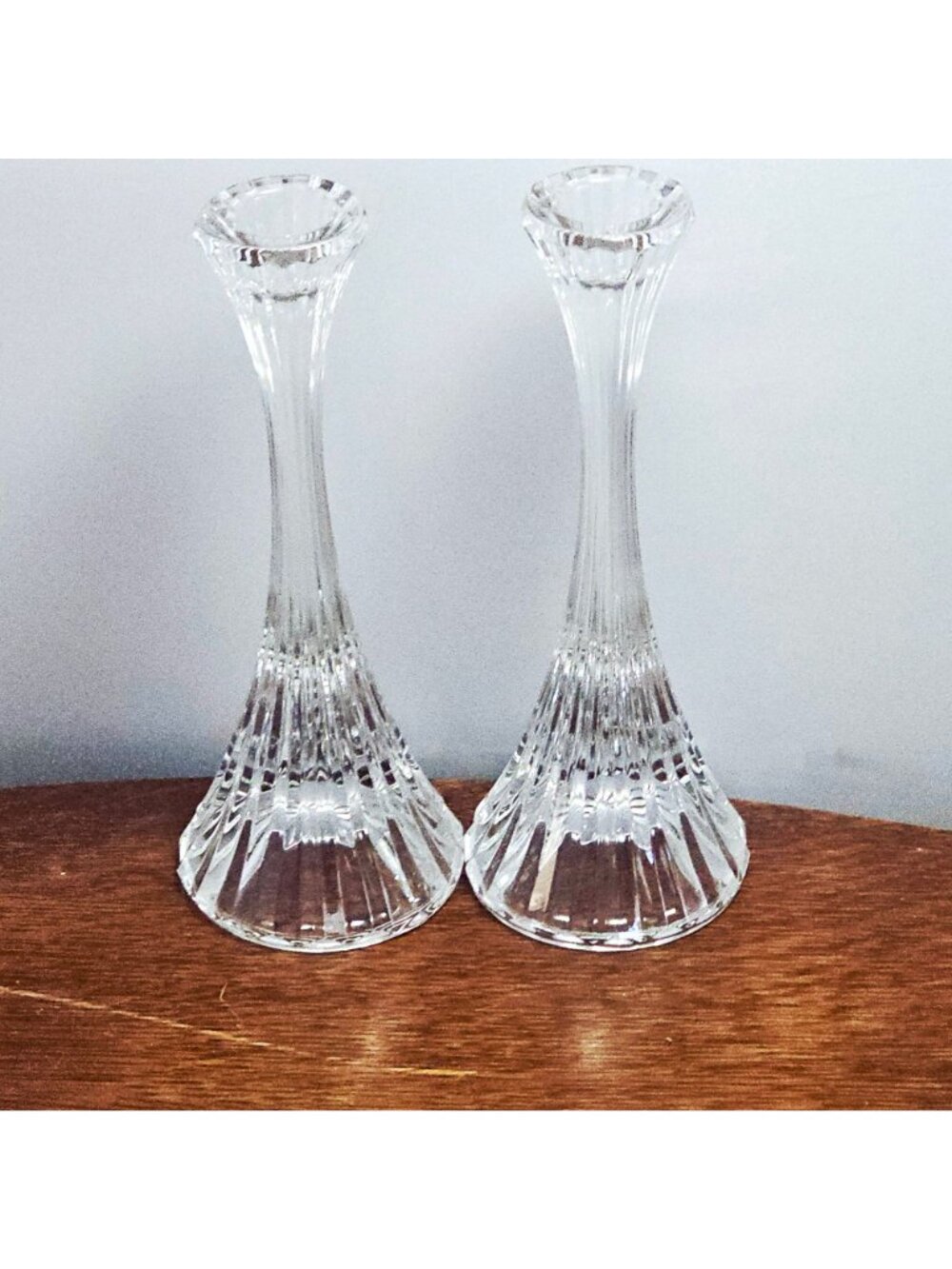 2 Mikasa Park Lane Candlesticks 8" taper candleholder Art Deco regency glam ribb - Picture 5 of 5